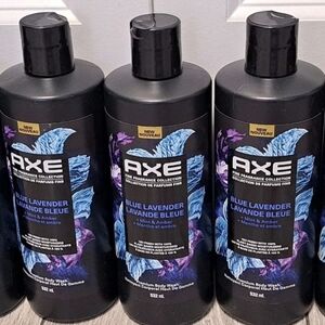3 New AXE Men Fine Fragrance Collectiom Premium Body Wash. Blue Lavender Scent
